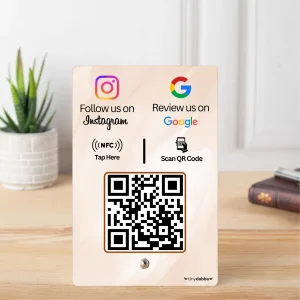 Google Review + Instagram 2-in-1 NFC Standee with QR Code - Boost Business Google Reviews with Tap or Scan