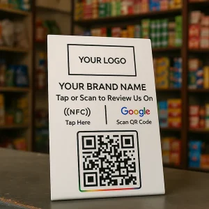 Custom Google Review NFC Standee with QR Code, 5 Inches x 8 Inches